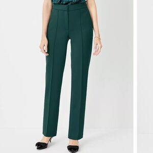 Elegant Petite Pintucked High Rise Straight Pant in Double Knit